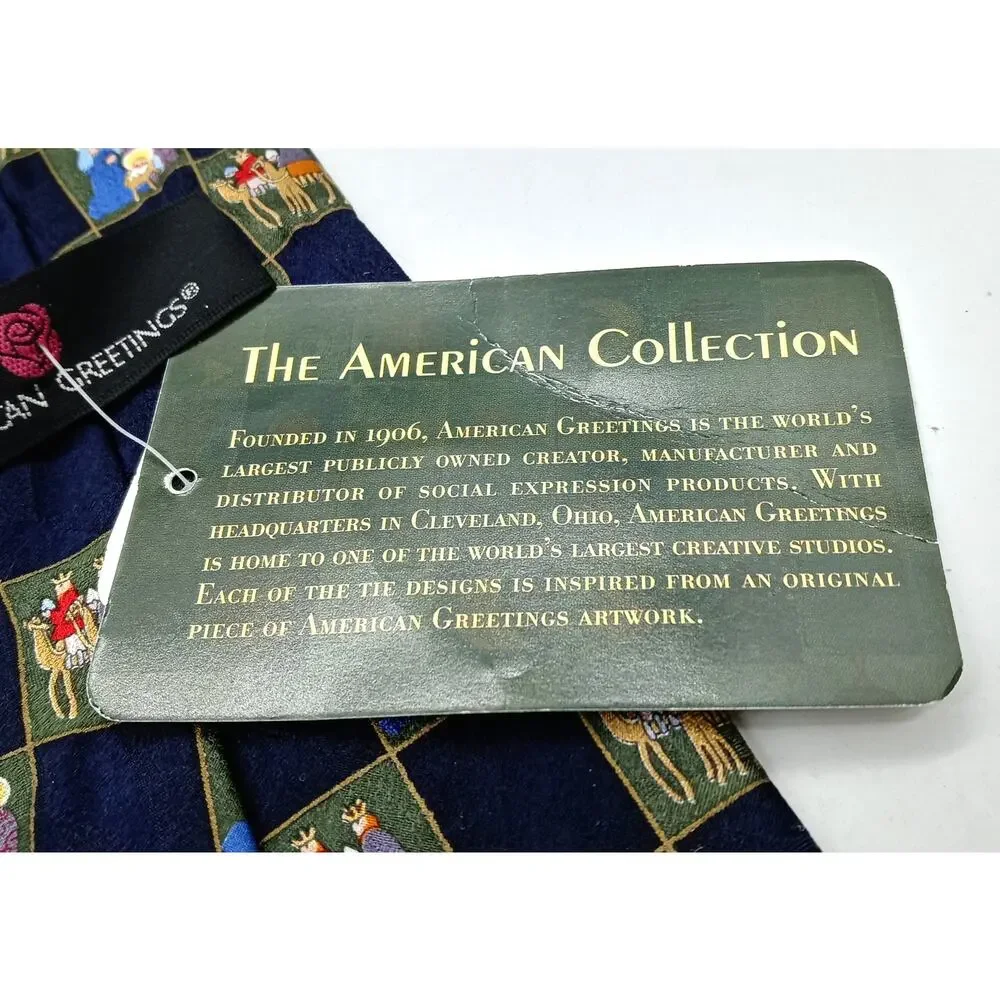 Vintage Christmas Neck Tie Purple American Greetings Nativity Wise Men NWT